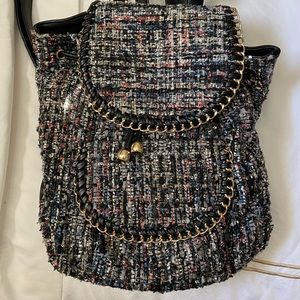 Tweed chain link backpack